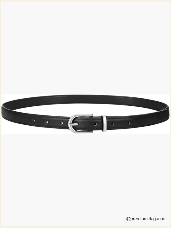 Skinny Faux Leather Belt with Gold/Silver Buckle for Jeans Dresses main image 4